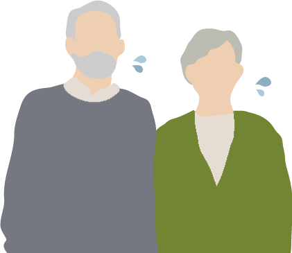 困っている老夫婦のイラスト